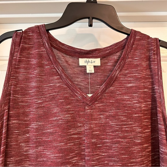 NWT L Style & Co. Wine Spacedye Sleeveless Top - Picture 2 of 6